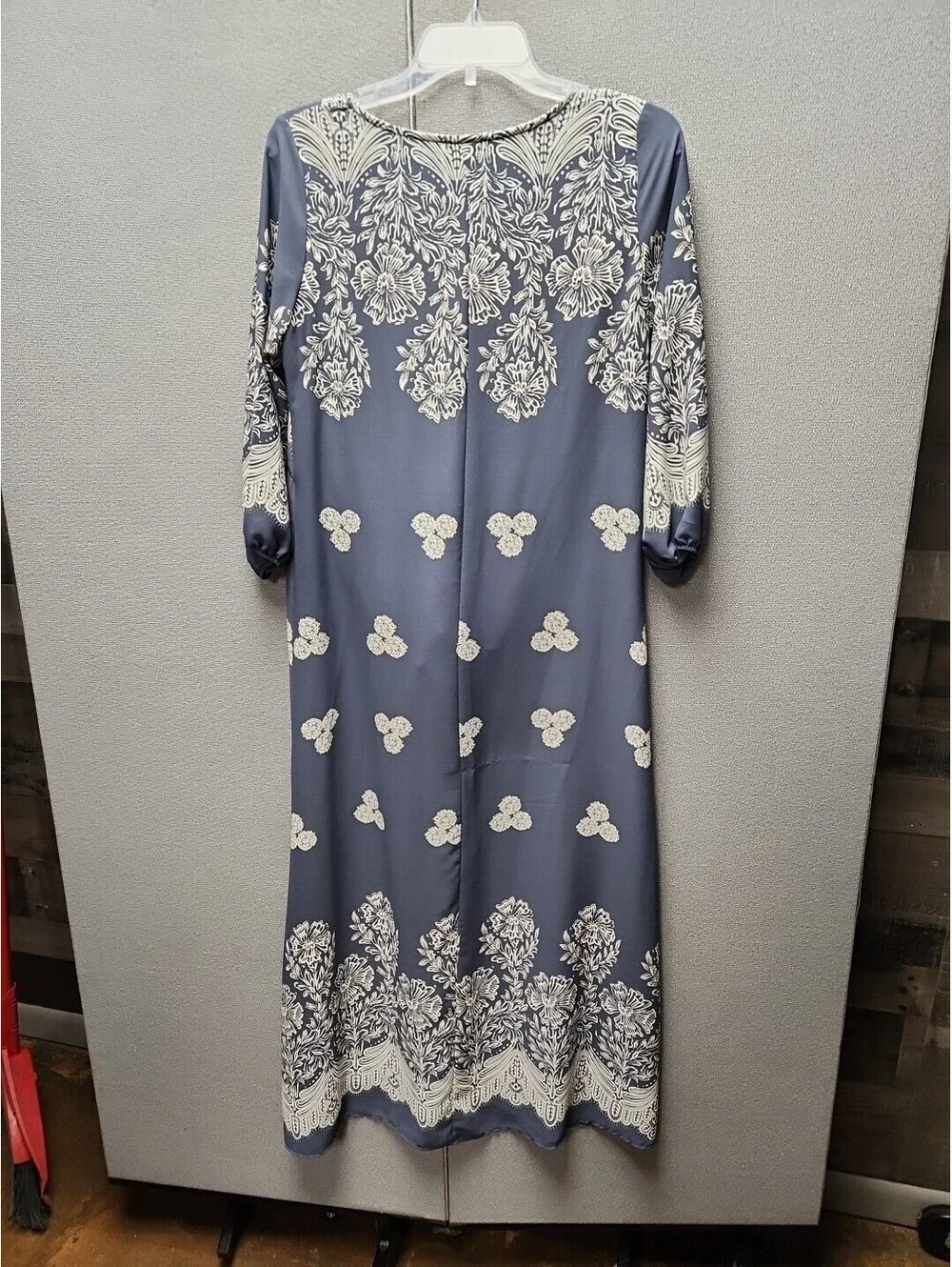 Wren & Ivory Boho White Birch Nakia Midi Dress in dusty blue Sz Tiny Snag